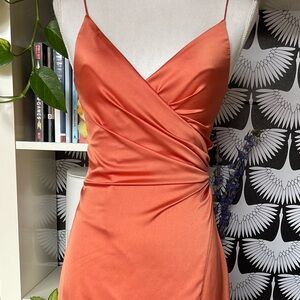 Nasty Gal Pink Ruched Wrap Slip Dress